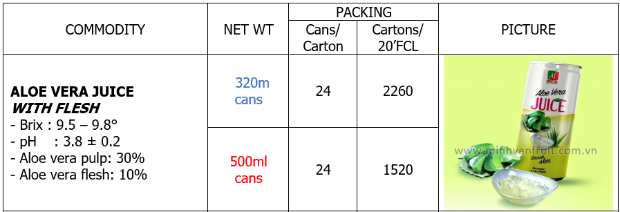 Canned Aloe Vera Juice with Flesh