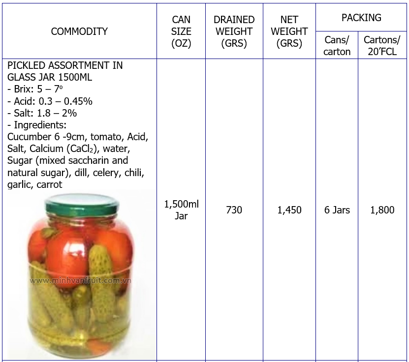 Canned Pickled Assortment 1500ml