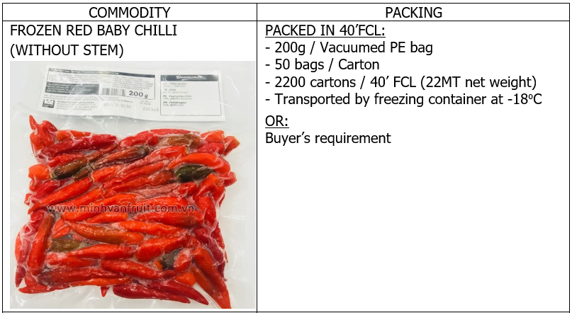 Frozen Red Baby Chilli 