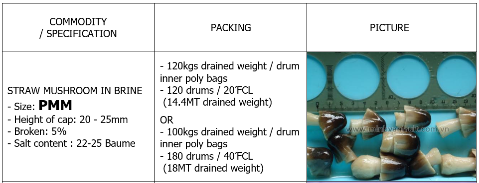 Straw Mushroom in Brine PMM