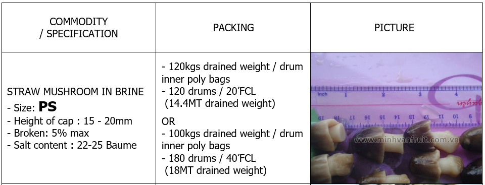 Straw Mushroom in Brine PS